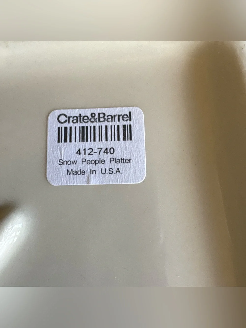 Hartstone Pottery for Crate and Barrel Snow People Platter Snowman Rectangular